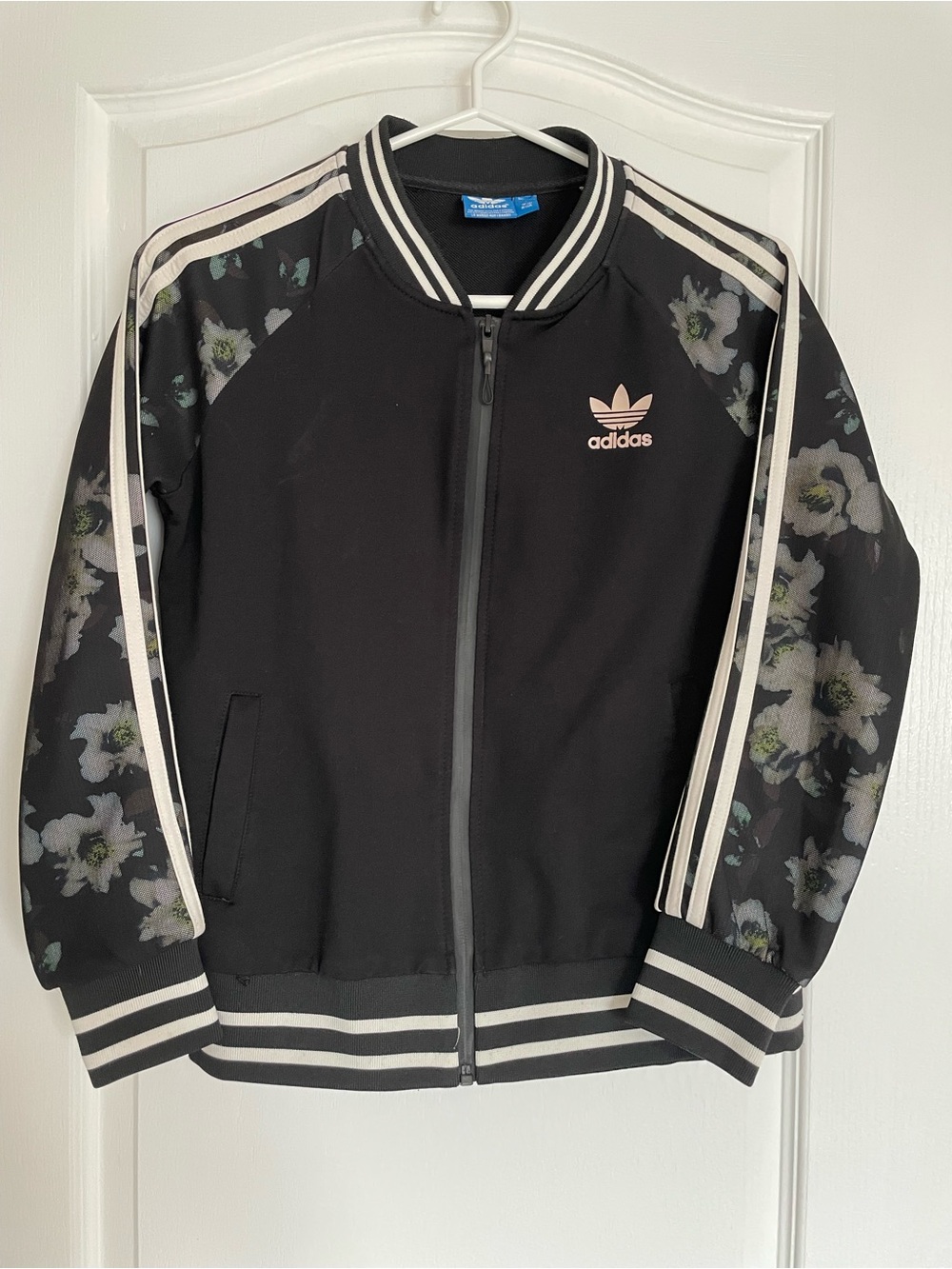 Adidas Originals Floral Mesh Sleeves Track Jacket Floral Black & White